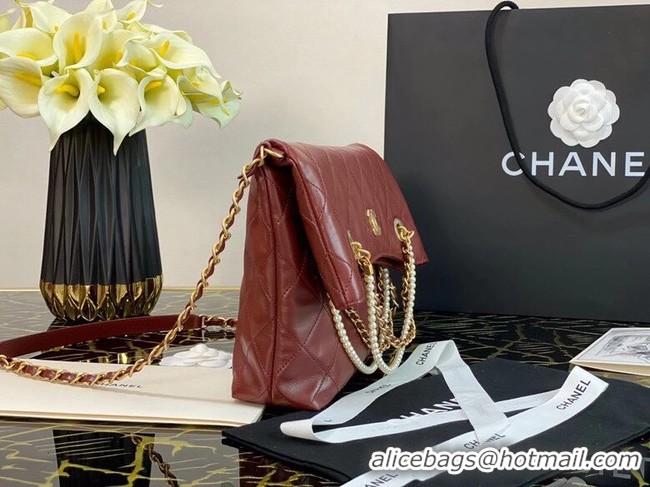 Luxury Cheap Chanel Original shopping bag AS2213 Burgundy