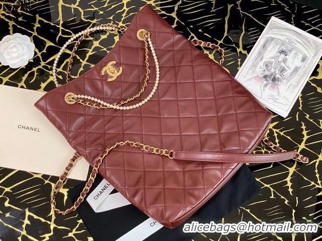 Luxury Cheap Chanel Original shopping bag AS2213 Burgundy