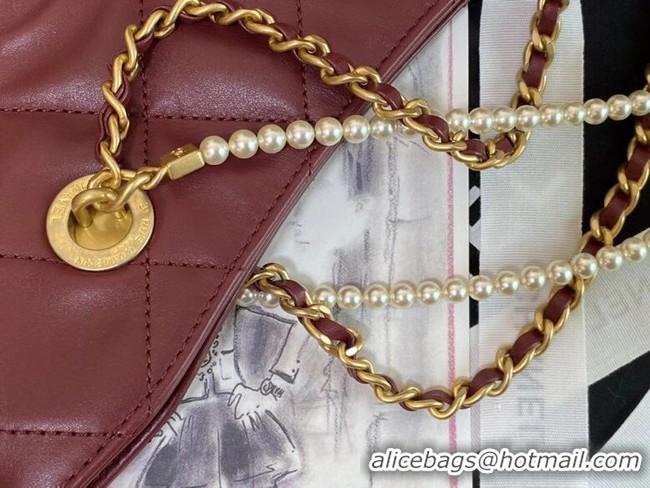 Luxury Cheap Chanel Original shopping bag AS2213 Burgundy