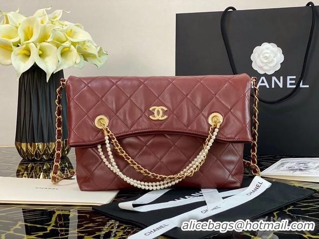 Luxury Cheap Chanel Original shopping bag AS2213 Burgundy