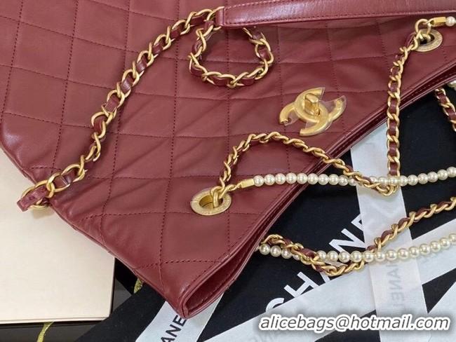 Luxury Cheap Chanel Original shopping bag AS2213 Burgundy