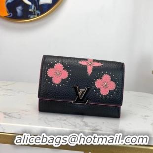 Top Grade Louis vuitton original CAPUCINES wallet M63222 black