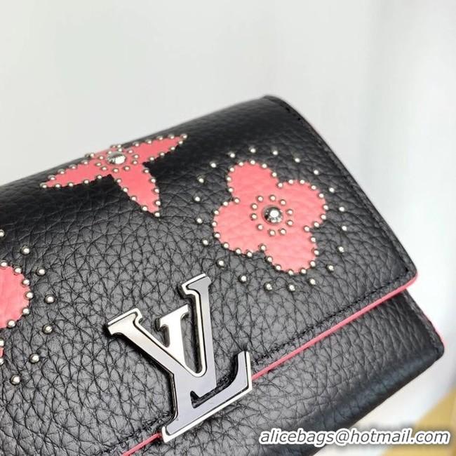 Top Grade Louis vuitton original CAPUCINES wallet M63222 black