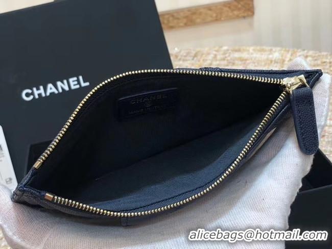 Good Product Chanel Calfskin Leather Card packet & Gold-Tone Metal A81598 royal blue