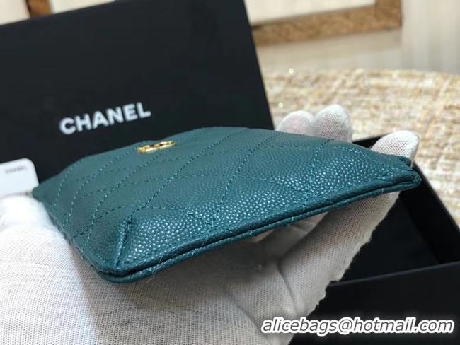 Hot Sale Chanel Calfskin Leather Card packet & Gold-Tone Metal A81598 blue