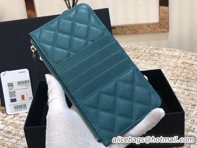 Hot Sale Chanel Calfskin Leather Card packet & Gold-Tone Metal A81598 blue