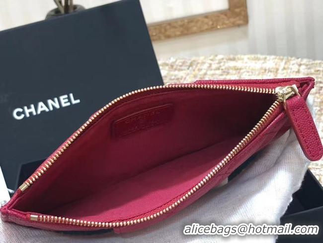 Lowest Cost Chanel Calfskin Leather Card packet & Gold-Tone Metal A81598 rose