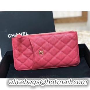 Charming Chanel Calfskin Leather Card packet & Gold-Tone Metal A81598 pink