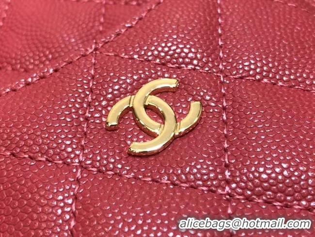 Charming Chanel Calfskin Leather Card packet & Gold-Tone Metal A81598 pink