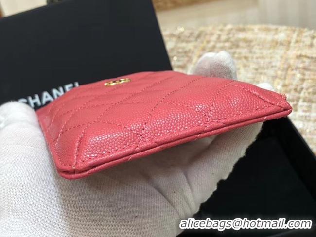 Charming Chanel Calfskin Leather Card packet & Gold-Tone Metal A81598 pink