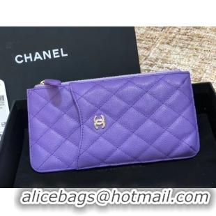 Top Quality Chanel Calfskin Leather Card packet & Gold-Tone Metal A81598 Lavender