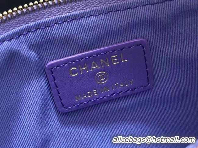 Top Quality Chanel Calfskin Leather Card packet & Gold-Tone Metal A81598 Lavender