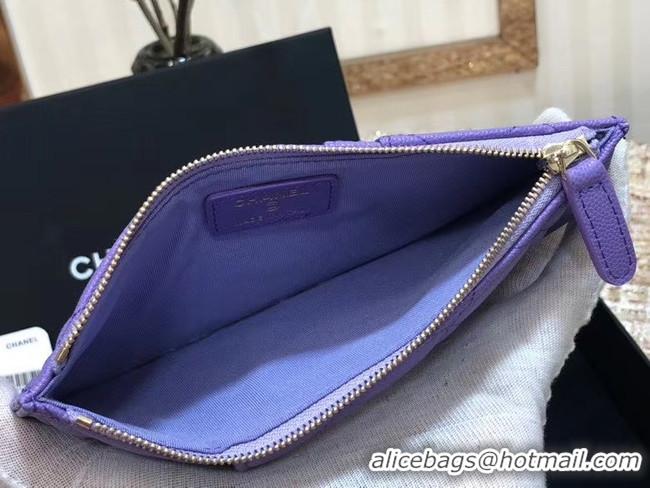 Top Quality Chanel Calfskin Leather Card packet & Gold-Tone Metal A81598 Lavender