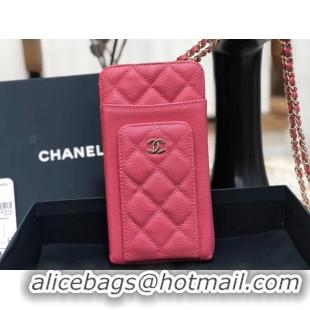 Luxurious Chanel Calfskin Chain Card packet & Gold-Tone Metal AP0990 pink