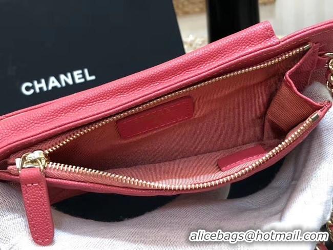 Luxurious Chanel Calfskin Chain Card packet & Gold-Tone Metal AP0990 pink