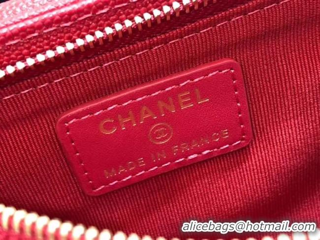 Good Quality Chanel Calfskin Chain Card packet & Gold-Tone Metal AP0990 red