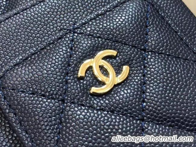 Well Crafted Chanel Calfskin Chain Card packet & Gold-Tone Metal AP0990 royal blue