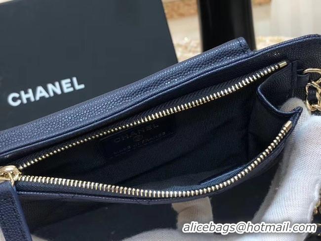 Well Crafted Chanel Calfskin Chain Card packet & Gold-Tone Metal AP0990 royal blue