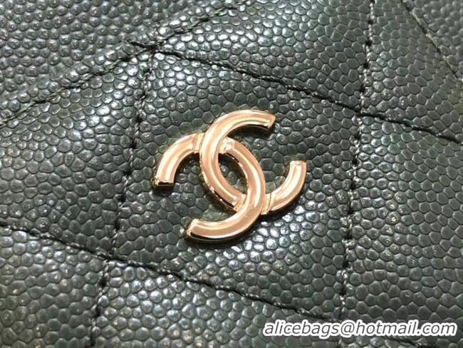 Top Design Chanel Calfskin Chain Card packet & Gold-Tone Metal AP0990 green