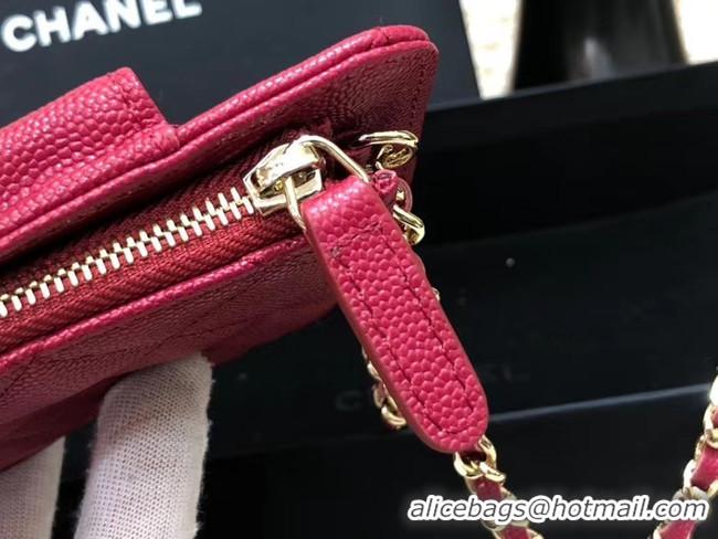 Unique Style Chanel Calfskin Chain Card packet & Gold-Tone Metal AP0990 rose