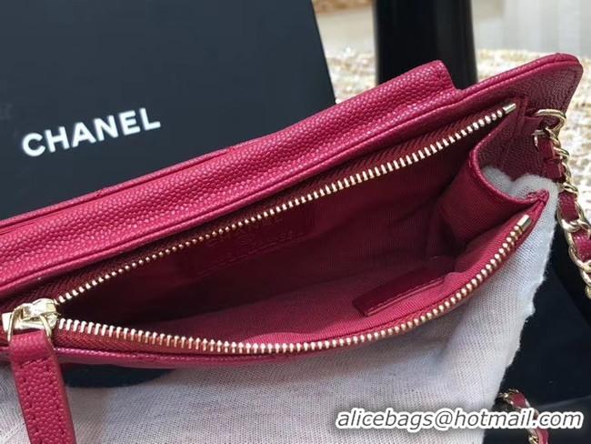 Unique Style Chanel Calfskin Chain Card packet & Gold-Tone Metal AP0990 rose