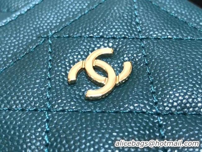 Most Popular Chanel Calfskin Chain Card packet & Gold-Tone Metal AP0990 light blue