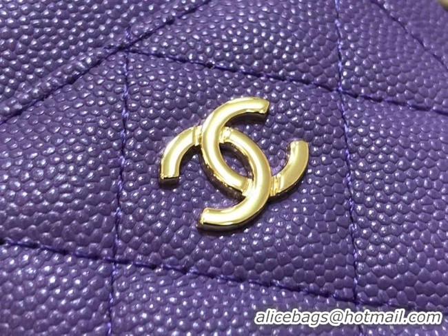 Cheap Price Chanel Calfskin Chain Card packet & Gold-Tone Metal AP0990 Lavender