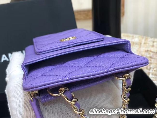 Cheap Price Chanel Calfskin Chain Card packet & Gold-Tone Metal AP0990 Lavender