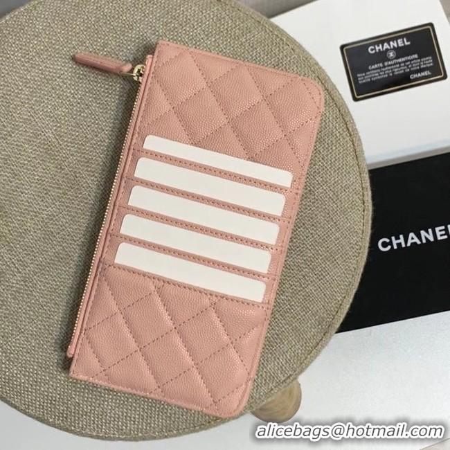 Discount BOY CHANEL Calfskin Leather Card packet AP1482 pink