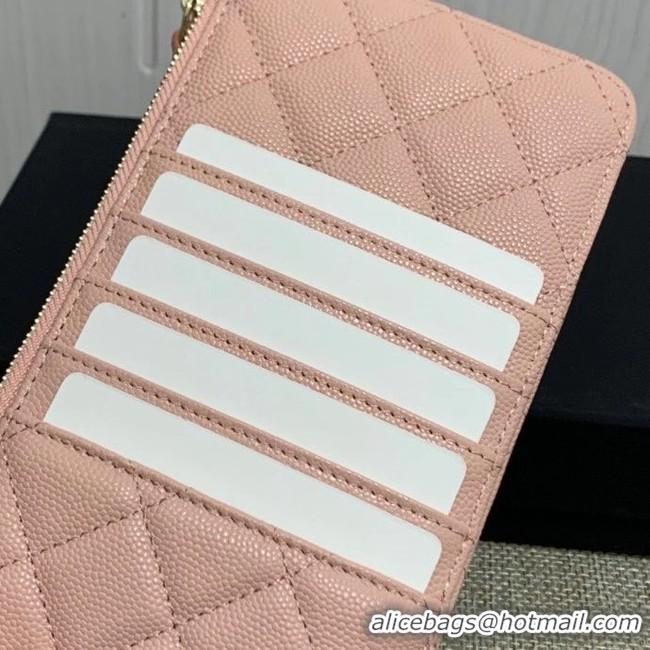 Discount BOY CHANEL Calfskin Leather Card packet AP1482 pink