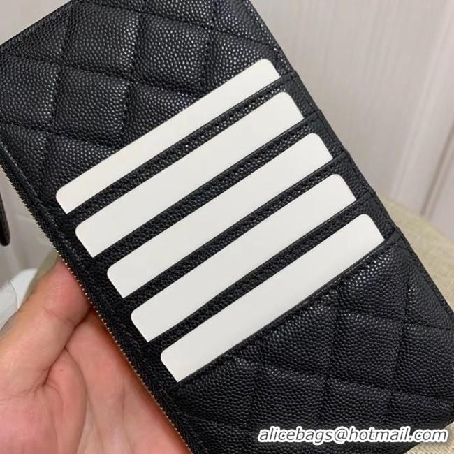 Good Looking BOY CHANEL Calfskin Leather Card packet AP1482 black