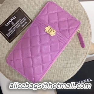 Low Price BOY CHANEL Calfskin Leather Card packet AP1482 Lavender