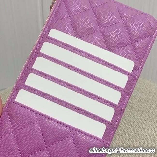 Low Price BOY CHANEL Calfskin Leather Card packet AP1482 Lavender