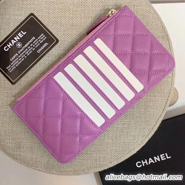 Low Price BOY CHANEL Calfskin Leather Card packet AP1482 Lavender