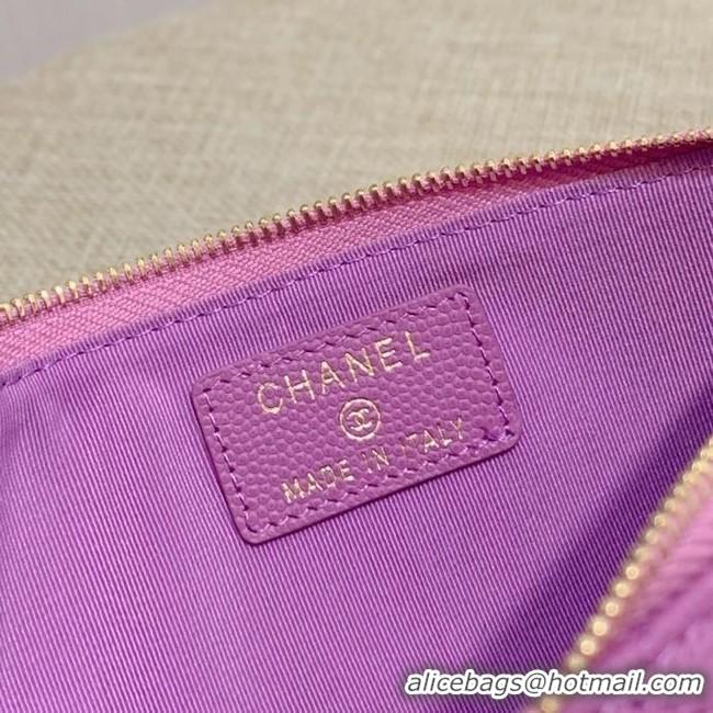 Low Price BOY CHANEL Calfskin Leather Card packet AP1482 Lavender