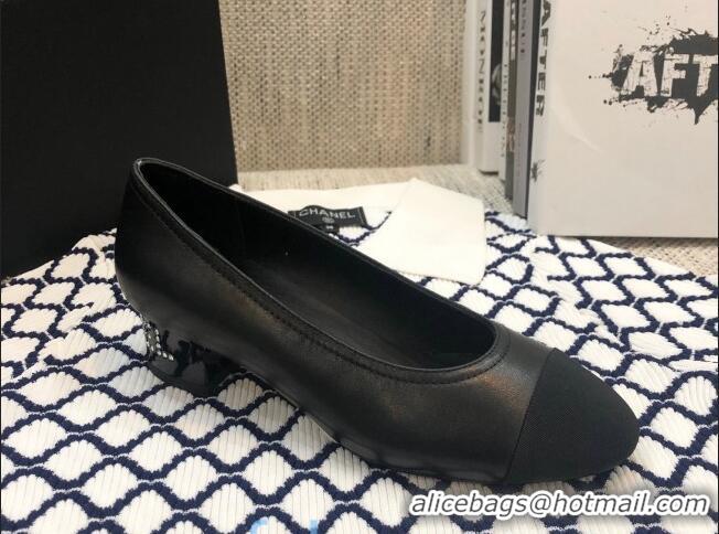 Best Price Chanel Calfskin Crystal Heel 35mm Pumps Black 92226