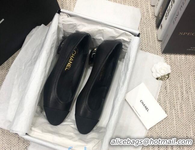 Best Price Chanel Calfskin Crystal Heel 35mm Pumps Black 92226