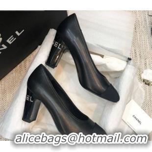 Luxury Hot Chanel Calfskin Crystal Heel 85mm Pumps 92230 Black