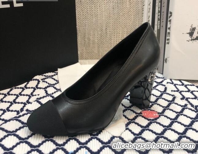 Luxury Hot Chanel Calfskin Crystal Heel 85mm Pumps 92230 Black