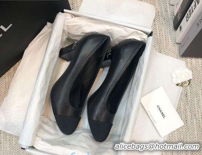 Luxury Hot Chanel Calfskin Crystal Heel 85mm Pumps 92230 Black