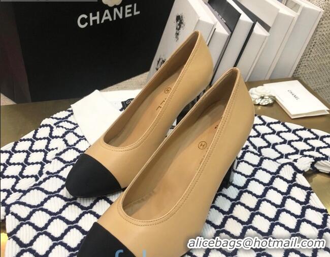 Good Quality Chanel Calfskin Crystal Heel 85mm Pumps 92230 Beige