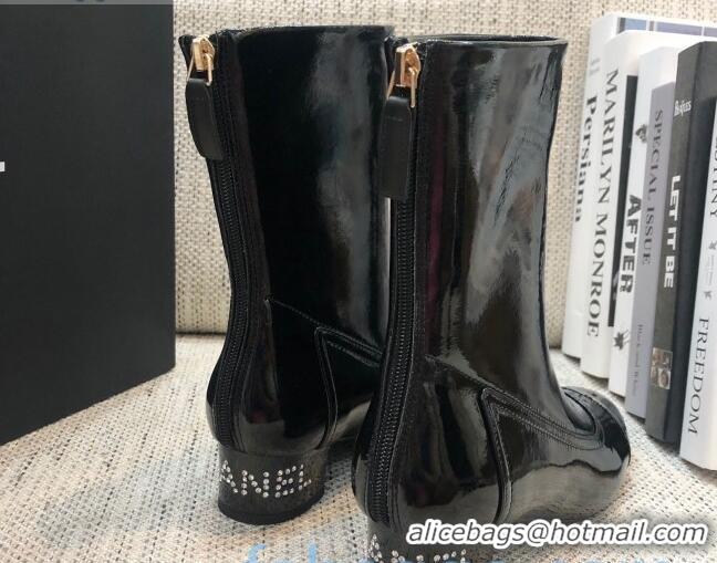 Elegant Chanel Suede Crystal Heel 35mm Short Boots 92233 Black