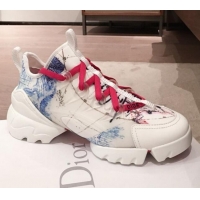 Good Looking Dior D-Connect Dioramour Sneakers in Blue Around the World Print Fabric 92705 2020