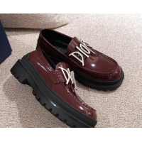 Stylish Dior x Shawn Platform Loafers 92714 Burgundy 2020