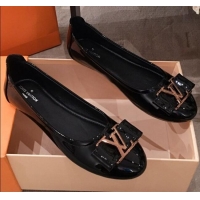 Duplicate Louis Vuitton Patent Leather LV Bow Flat Ballerina 71429 Black 2020