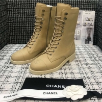 New Design Chanel Grade Quality Leather Boots C1152 Apricot