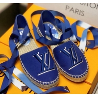 Best Luxury Louis Vuitton LV Escale Starboard Lace-up Flat Espadrilles 72109 Blue 2020