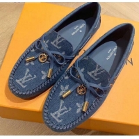 Low Price Louis Vuitton LV Circle Gloria Flat Loafers in Blue Denim 72113