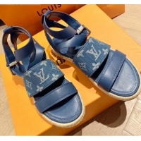 Promotional Louis Vuitton Starboard Flat Espadrille Sandal 1A7RCN Blue 2020