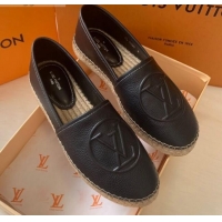 Grade Louis Vuitton Leather LV Circle Starboard Flat Espadrille Black 2020